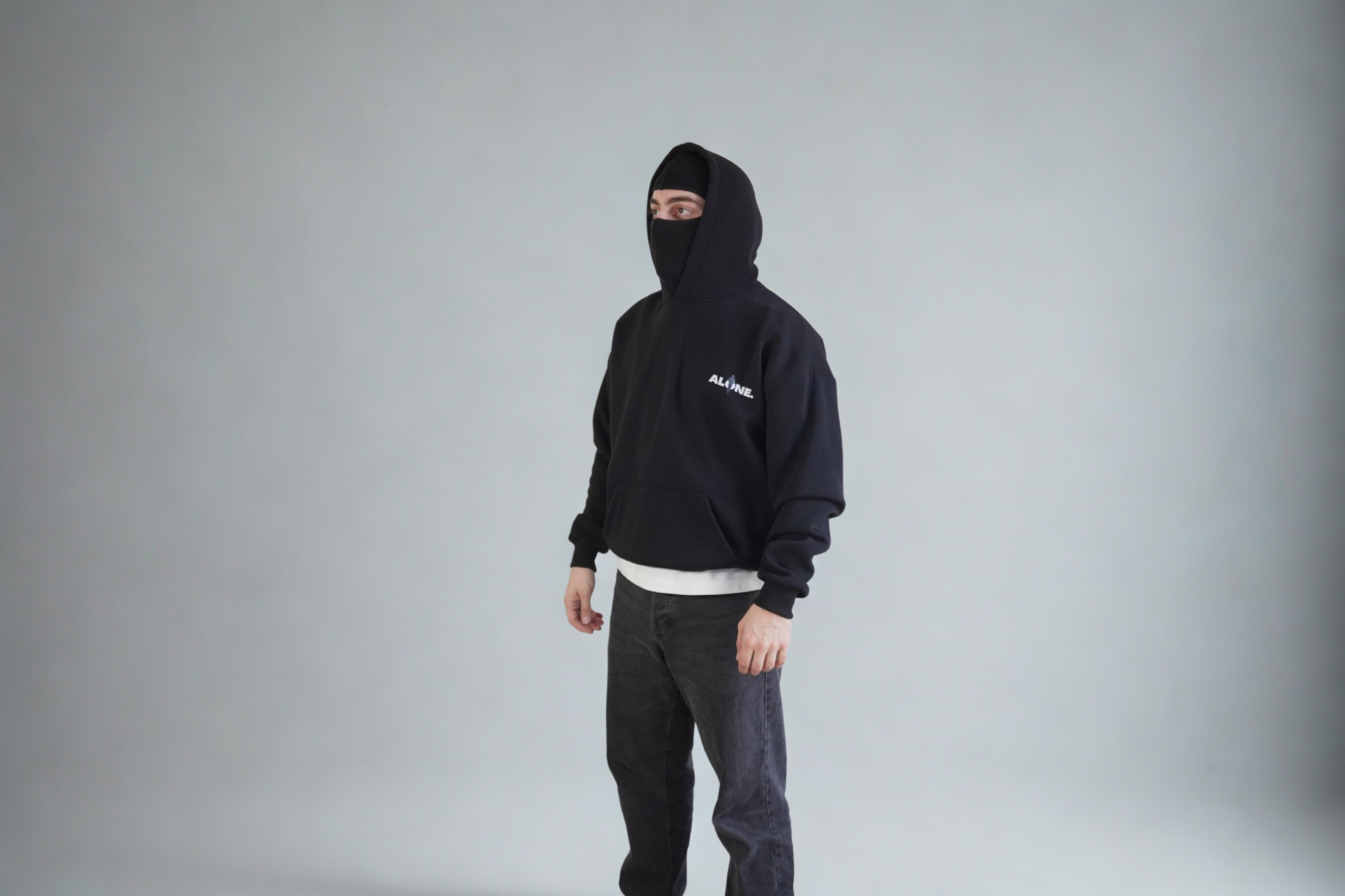 Alone baggy hoodie black